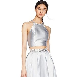 2 piece silver prom dress NWT